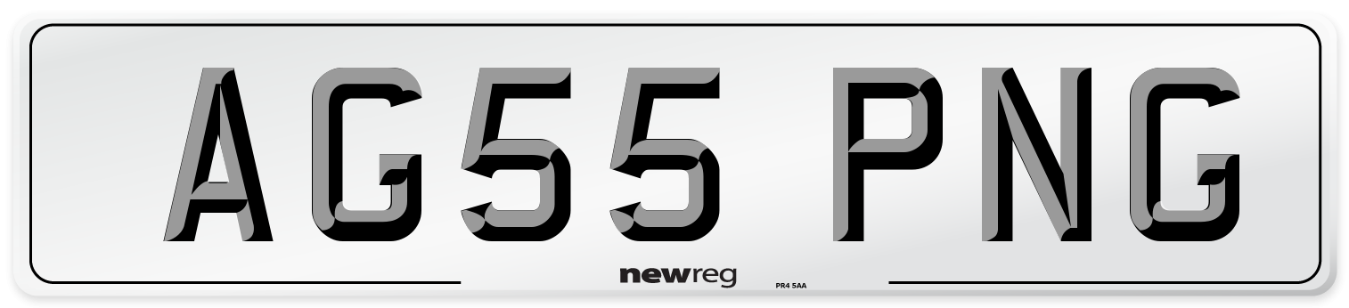 AG55 PNG Number Plate from New Reg
